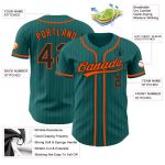 Custom Name and Number Authentic Baseball Jersey - Personalized Teal Black Pinstripe Design Personalized Teal Black Pinstripe