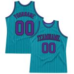 Custom Teal Black Pinstripe Purple Basketball Jersey with Personalized Name and Number - Authentic Team Apparel Personalized