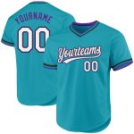 Custom Team Baseball Jersey - Personalized Teal Black Purple Throwback with Name and Number Personalized Teal Black-Purple
