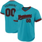 Customizable Teal Black-Red Authentic Throwback Baseball Jersey with Name and Number - Personalized Team Gear Personalized