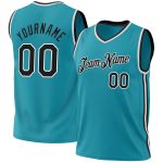 Personalized Teal Black Red Basketball Jersey - Authentic Throwback Design Personalized Teal Black-Red Authentic Throwback