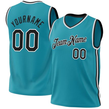 Personalized Teal Black Red Basketball Jersey - Authentic Throwback Design Personalized Teal Black-Red Authentic Throwback