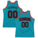 Custom Basketball Jersey with Team Name and Number - Personalized Teal Black-Red Authentic Throwback Style Personalized Teal