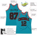 Custom Basketball Jersey with Team Name and Number - Personalized Teal Black-Red Authentic Throwback Style Personalized Teal