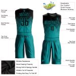 Custom Name Number Basketball Jersey Teal Black Round Neck Sublimation Suit - Personalized Team Apparel Personalized Teal