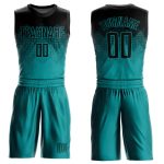 Custom Name Number Basketball Jersey Teal Black Round Neck Sublimation Suit - Personalized Team Apparel Personalized Teal