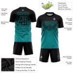 Teal Black Personalized Soccer Jersey Uniform for Sublimation Printing Personalized Teal Black Sublimation Soccer Uniform