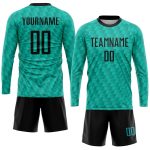 Custom Team Soccer Jersey - Personalized Teal Black Sublimation with Name & Number Personalized Teal Black Sublimation Soccer