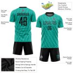 Custom Team Soccer Jersey - Personalized Teal Black Sublimation with Name & Number Personalized Teal Black Sublimation Soccer