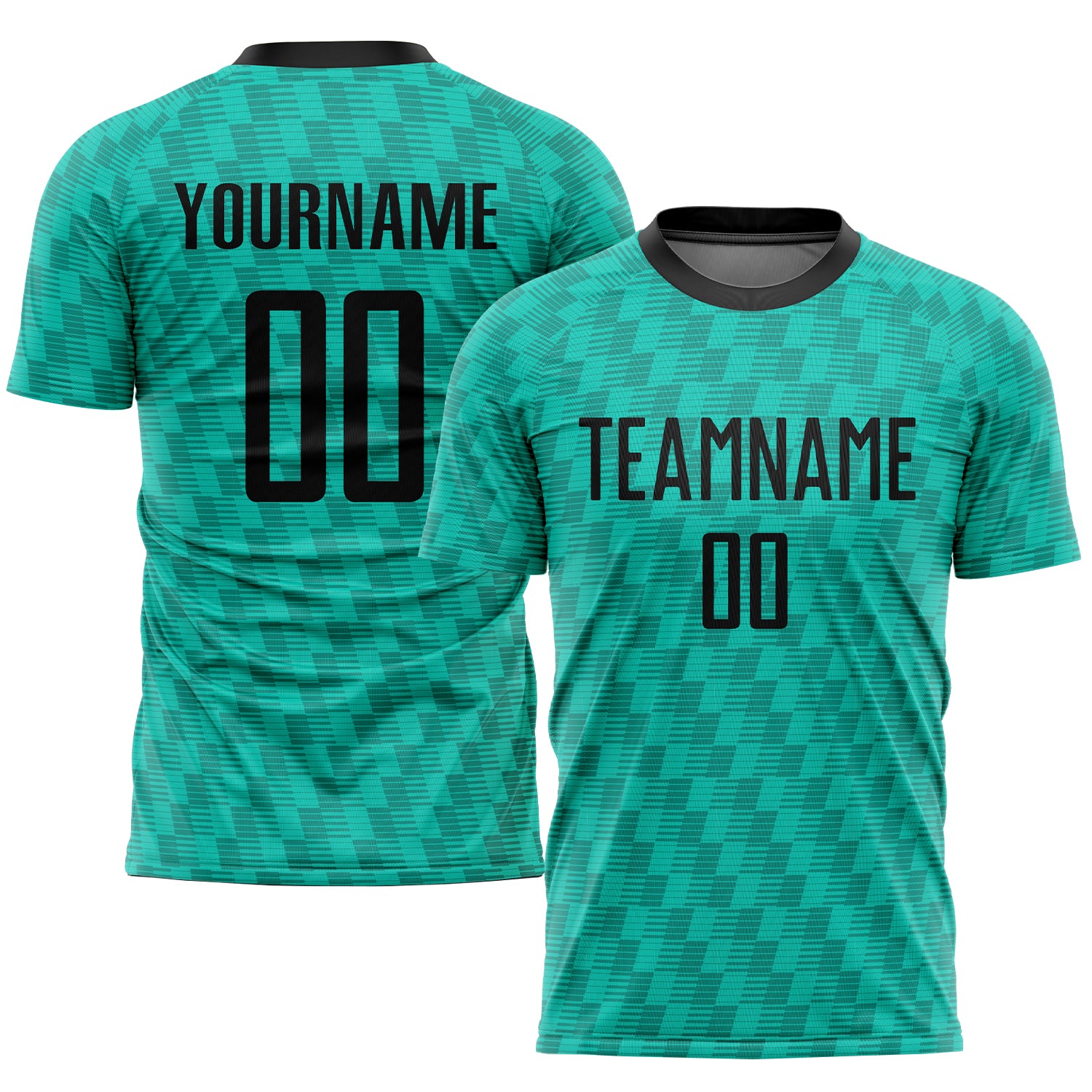 Custom Team Soccer Jersey - Personalized Teal Black Sublimation with Name & Number Personalized Teal Black Sublimation Soccer