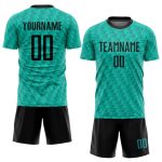 Custom Team Soccer Jersey - Personalized Teal Black Sublimation with Name & Number Personalized Teal Black Sublimation Soccer