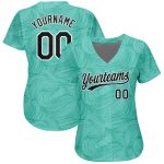 Custom Baseball Jersey with Personalized Name & Number - Teal Black White 3D Pattern Design Personalized Teal Black-White
