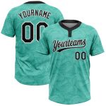 Personalized Unisex Softball Jersey Teal Black White 3D Pattern Two-Button Design Personalized Teal Black-White 3D Pattern