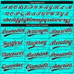 Custom Team Name and Number Unisex Softball Jersey in Teal Black-White 3D Pattern, Two-Button Style Personalized Teal Black-White