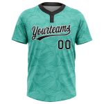 Personalized Unisex Softball Jersey Teal Black White 3D Pattern Two-Button Design Personalized Teal Black-White 3D Pattern