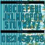 Custom Team Name and Number Tropical Hawaii Beach Performance T-Shirt - Teal Black-White 3D Palm Trees Design Personalized