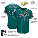 Custom Name and Number Personalized Teal Black-White Baseball Jersey Authentic Team Personalized Teal Black-White Authentic