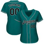 Custom Name and Number Personalized Teal Black-White Baseball Jersey Authentic Team Personalized Teal Black-White Authentic