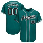Custom Name and Number Personalized Teal Black-White Baseball Jersey Authentic Team Personalized Teal Black-White Authentic
