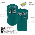 Custom Name and Number Personalized Teal Black-White Baseball Jersey Authentic Sleeveless Team Apparel Personalized Teal
