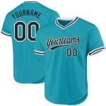 Customizable Teal Black White Baseball Jersey with Name and Number - Authentic Throwback Team Style Personalized Teal Black-White