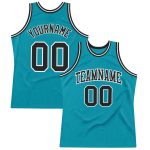 Custom Basketball Jersey with Personalized Name and Number - Teal Black White Authentic Throwback Design Personalized Teal