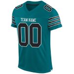 Custom Teal Black White Mesh Authentic Football Jersey - Personalized Sports Apparel Personalized Teal Black-White Mesh Authentic