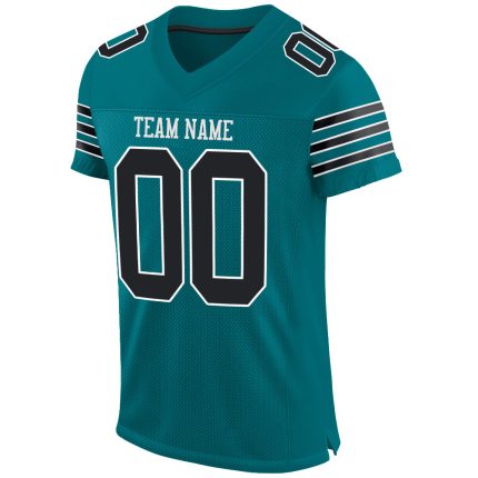 Custom Teal Black White Mesh Authentic Football Jersey - Personalized Sports Apparel Personalized Teal Black-White Mesh Authentic