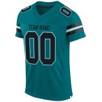 Custom Team Football Jersey - Personalized Teal Black White Mesh with Name and Number Personalized Teal Black-White Mesh