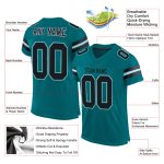 Custom Team Football Jersey - Personalized Teal Black White Mesh with Name and Number Personalized Teal Black-White Mesh
