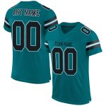 Custom Team Football Jersey - Personalized Teal Black White Mesh with Name and Number Personalized Teal Black-White Mesh