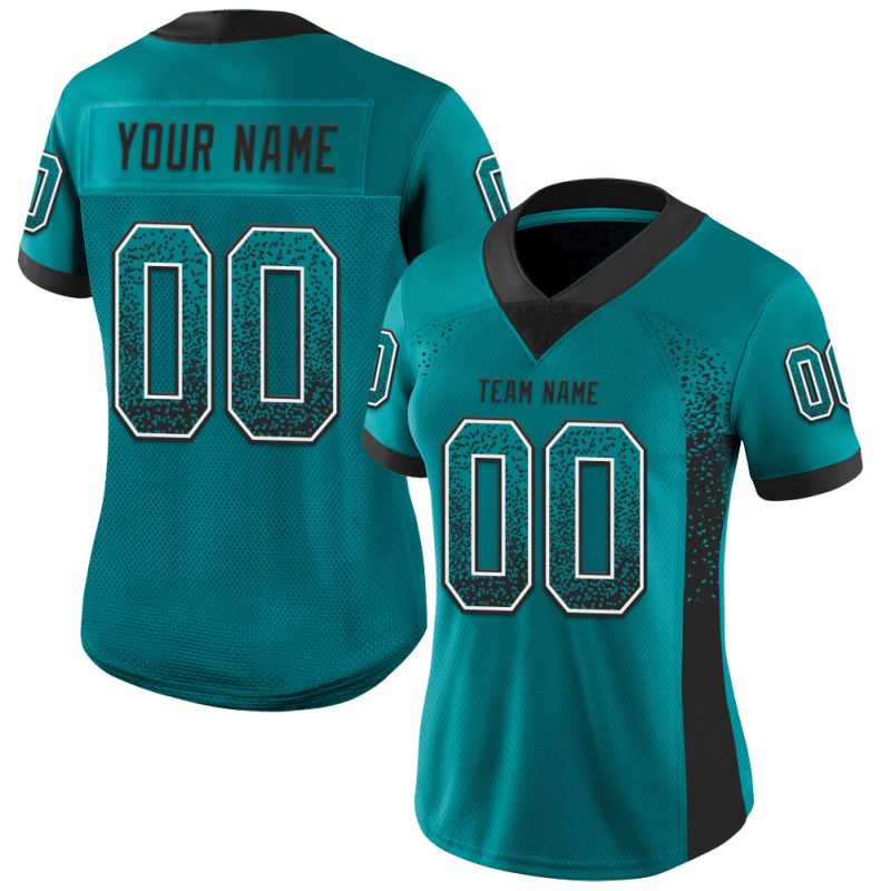 Custom Teal Black White Mesh Football Jersey with Personalized Name and Number - Drift Fashion Team Apparel Personalized