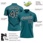Custom Team Name Number Golf Polo Shirt Teal Black White Performance Polo Personalized Teal Black-White Performance Vapor