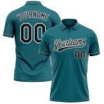 Custom Team Name Number Golf Polo Shirt Teal Black White Performance Polo Personalized Teal Black-White Performance Vapor