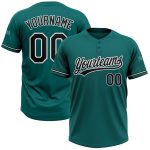 Personalized Unisex Softball Jersey in Teal Black and White - Two-Button Design Personalized Teal Black-White Two-Button