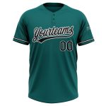 Personalized Unisex Softball Jersey in Teal Black and White - Two-Button Design Personalized Teal Black-White Two-Button