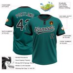 Custom Name Number Unisex Softball Jersey Teal Black-White Two-Button Personalized Team Apparel Personalized Teal Black-White