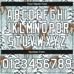 Custom Name Number 3D Deer Winter Snowy Landscape Teal Black-White Varsity Jacket Bomber Full-Snap Design for Team Personalized