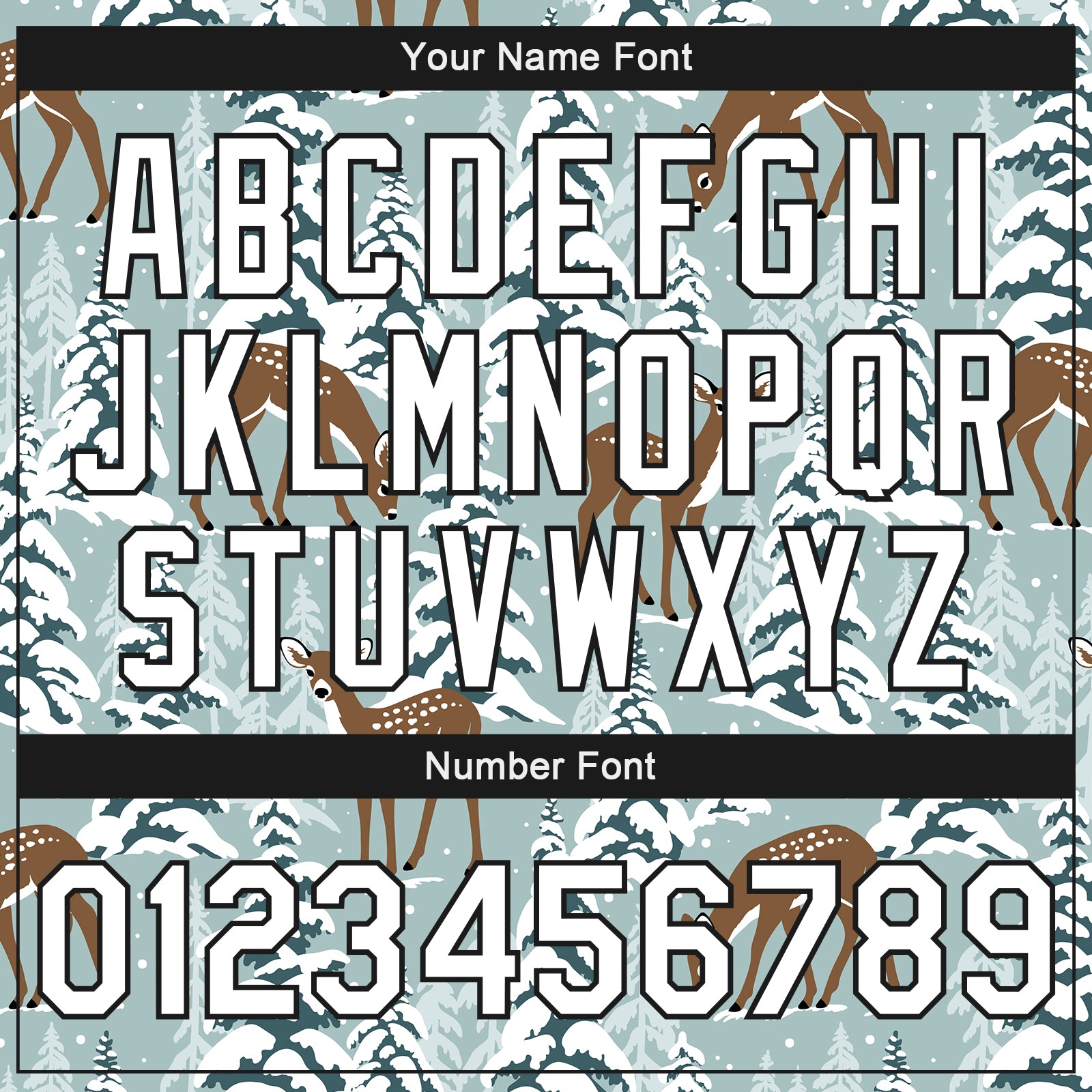 Personalized Teal Black-White Winter Snowy Landscape With Deer 3D Pattern Design Bomber Full-Snap Varsity Letterman Jacket Team Custom Name and Number Custom Name Number 3D Deer Winter Snowy Landscape Teal Black-White Varsity Jacket Bomber Full-Snap Design for Team Personalized - Image 5