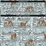 Custom Name Number 3D Deer Winter Snowy Landscape Teal Black-White Varsity Jacket Bomber Full-Snap Design for Team Personalized