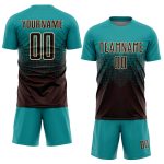 Custom Soccer Uniform Jersey with Personalized Name and Number - Teal Brown-Cream Sublimation Design Personalized Teal Brown-Cream