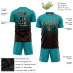 Custom Soccer Uniform Jersey with Personalized Name and Number - Teal Brown-Cream Sublimation Design Personalized Teal Brown-Cream