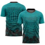 Custom Soccer Uniform Jersey with Personalized Name and Number - Teal Brown Sublimation Team Gear Personalized Teal Brown