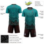 Custom Soccer Uniform Jersey with Personalized Name and Number - Teal Brown Sublimation Team Gear Personalized Teal Brown