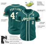 Custom Name and Number Teal Cream Authentic Baseball Jersey - Personalized Team Apparel Personalized Teal Cream Authentic