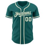 Custom Name and Number Teal Cream Authentic Baseball Jersey - Personalized Team Apparel Personalized Teal Cream Authentic