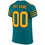 Custom Teal Gold Black Mesh Football Jersey - Personalized Authentic Design Personalized Teal Gold-Black Mesh Authentic Football