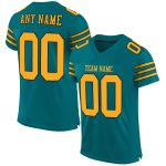 Custom Teal Gold Black Mesh Football Jersey - Personalized Authentic Design Personalized Teal Gold-Black Mesh Authentic Football