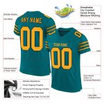 Custom Teal Gold Black Mesh Football Jersey - Personalized Authentic Design Personalized Teal Gold-Black Mesh Authentic Football