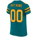 Custom Football Jersey with Personalized Name and Number in Teal Gold Black Mesh Personalized Teal Gold-Black Mesh Authentic